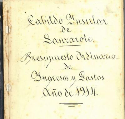 Imagen PRESUPUESTO ORDINARIO DEL CABILDO DE LANZAROTE 1914
